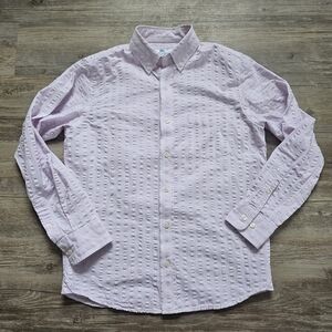 Peter Manning Men's White And Pink Seersucker Causal Button-Down Shirt Size 1
